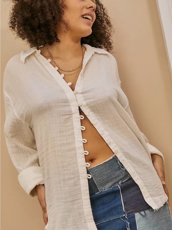 Urban Outfitters Tops - Urban Outfitters Cream Button-Front Gauze Shirt